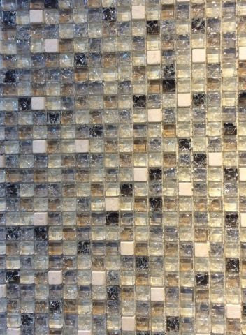 Ice Crack Travertine and Glass Mosaic