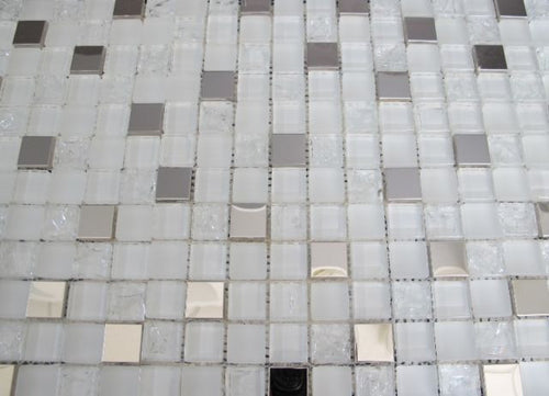 Clear Glass and Stainless Steel Mosaic