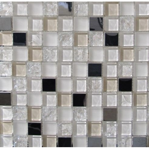 Rose Glass and Stainless Steel Mosaic