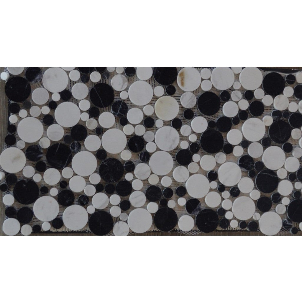 Carrera Black and White Bubble Marble Mosaic